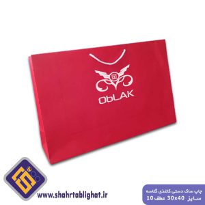 چاپ ساک دستی کاغذی گلاسه ۱۷۰ گرم با روکش سلفون سایز ۳۰×۴۰ عطف ۱۰